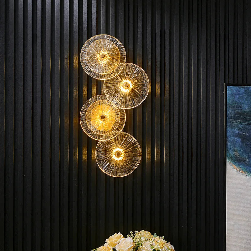 applique murale ronde moderne en cristal avec lumières led nordiques