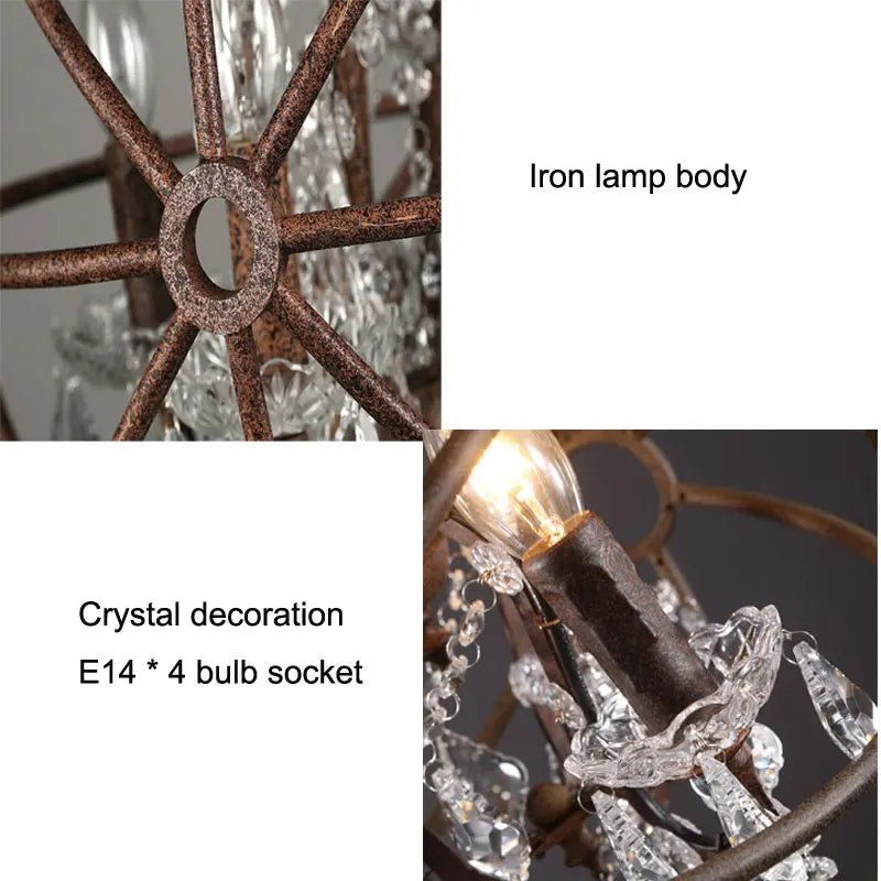 lustre style loft américain rétro en cristal pour bar restaurant - vue 7 sur 8