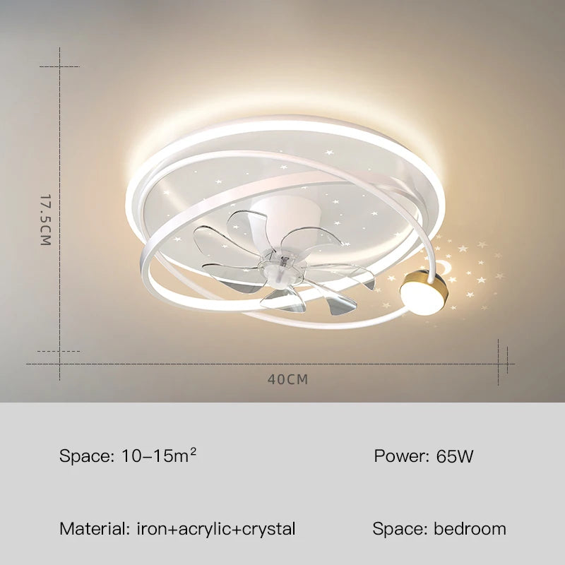 Moderner Kronleuchter mit Beleuchtung und intelligentem Deckenventilator für den Innenbereich