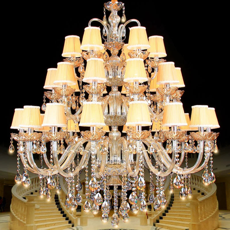 lustre moderne en chrome en cristal pour éclairage de luxe - vue 4 sur 10