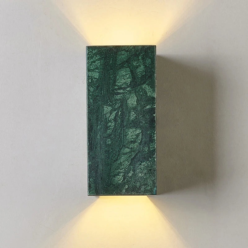 applique murale Style européen lumière de luxe vert naturel marbre décoratif moderne couloir salon chambre LED - vue 3 sur 5