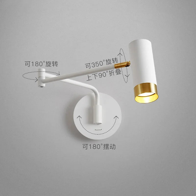 applique murale led modernes avec interrupteur tactile réglables - vue 6 sur 8