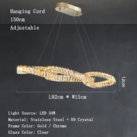 lustres modernes en cristal de luxe led suspendus dorés