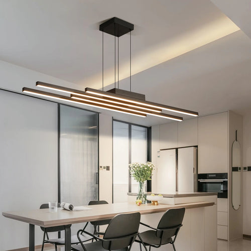 Moderner nordischer LED-Kronleuchter aus Aluminium minimalistisch Design - vue 4 sur 10