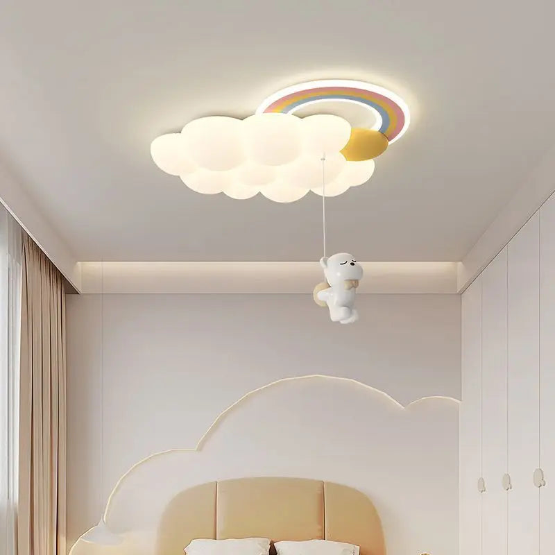 lustre arc-en-ciel nuage avec cheval lapin ours pour enfants - vue 3 sur 10
