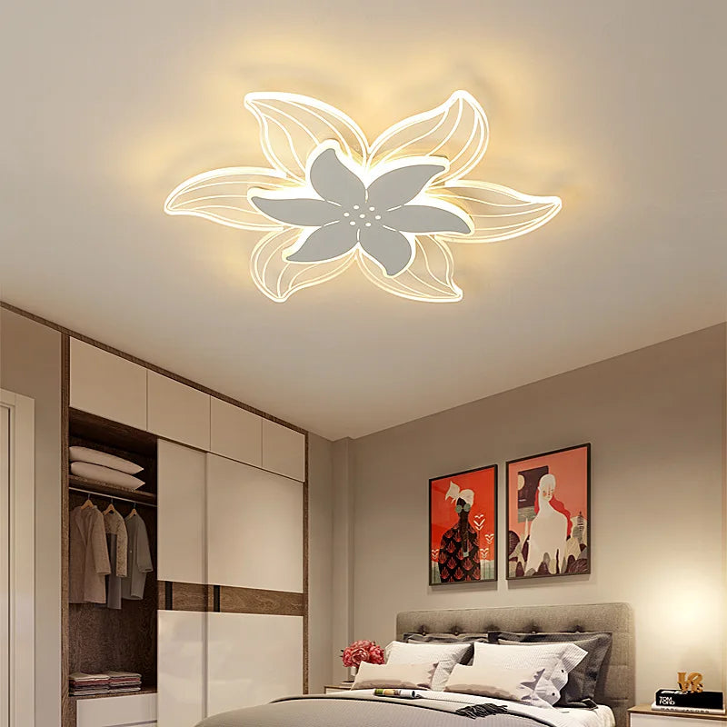 plafonnier led art déco fleuri pour bureau et étude - vue 3 sur 8