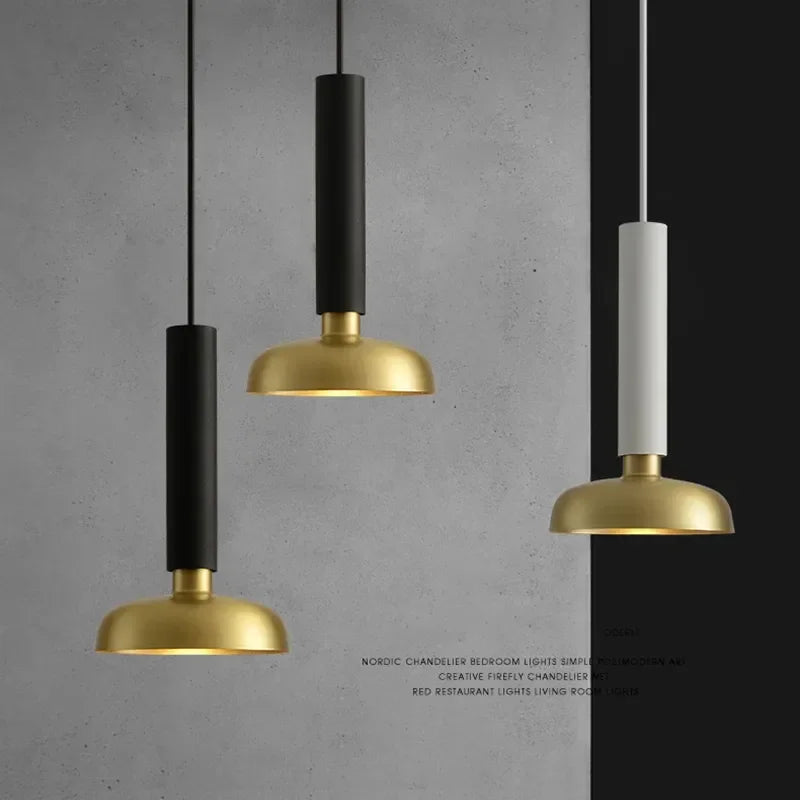 Suspension LED Moderne Créative tube et abat-jour Laiton - vue 5 sur 8
