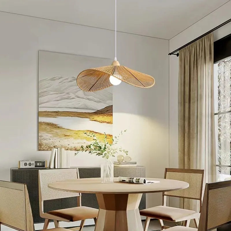 Pendelleuchte aus Rattan im Wabi-Sabi Stil Retro Zen - vue 4 sur 9