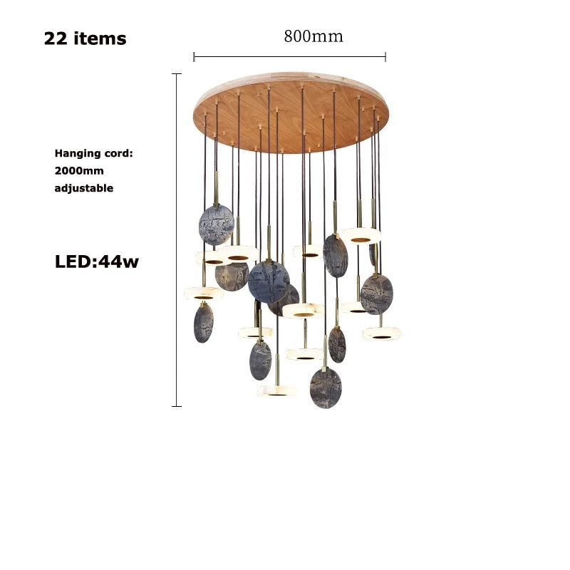 Deckenleuchte aus Marmor und Holz – moderne und elegante Pendelleuchte - vue 11 sur 11