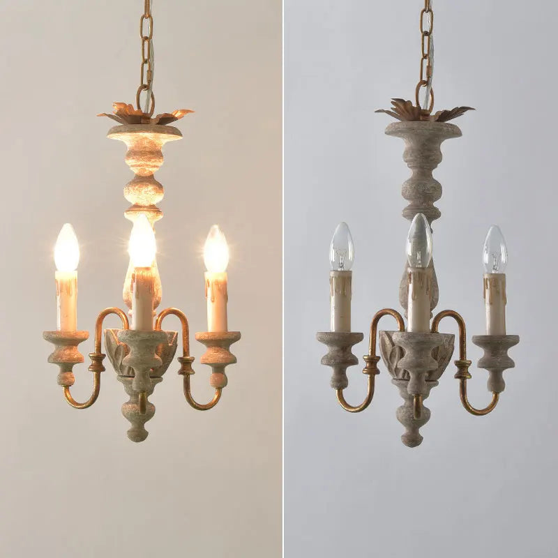 lustre en bois massif style américain rural nordique rétro - vue 5 sur 7