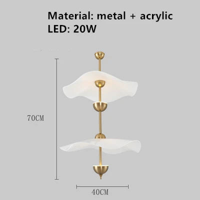 Pendelleuchte Lotusblatt aus goldfarbenem Metall Art déco - vue 10 sur 10