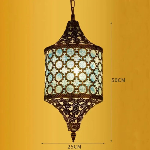 lustre suspendu asiatique décoratif pour intérieur bohème - vue 15 sur 18