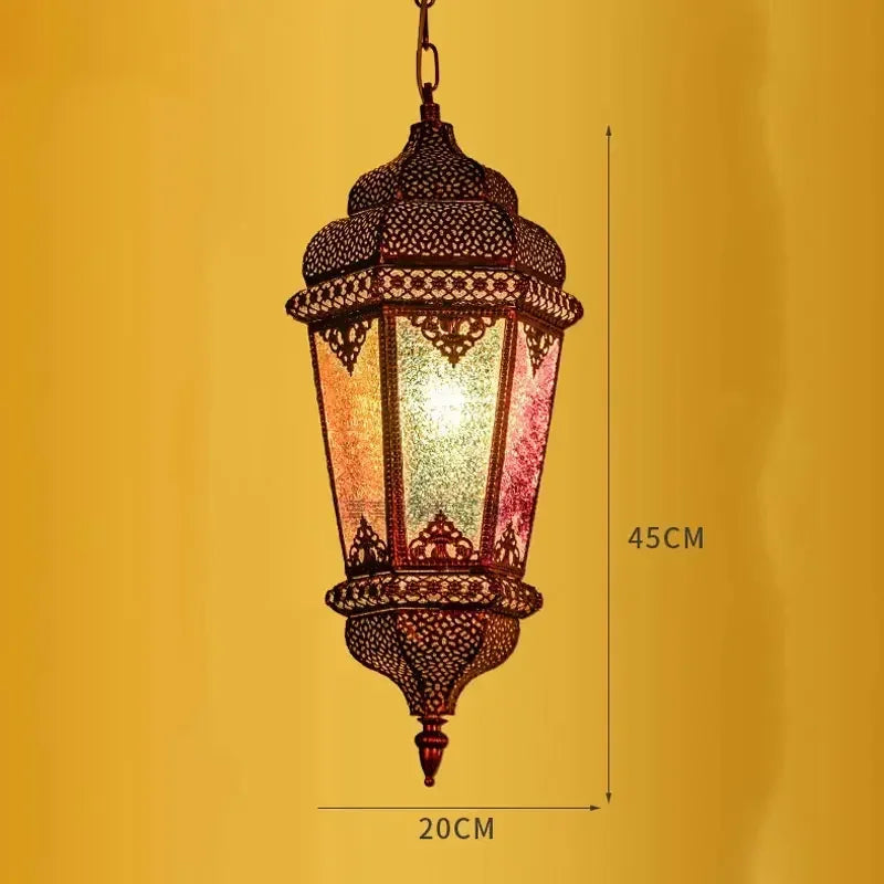 lustre suspendu asiatique décoratif pour intérieur bohème - vue 15 sur 18