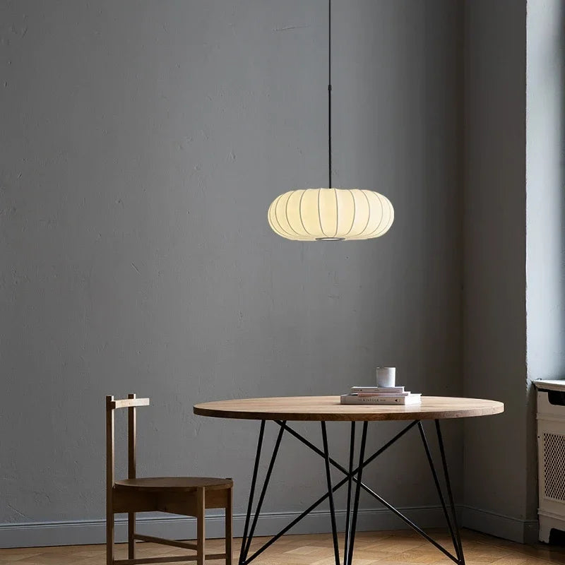 lustre nordique simple wabi sabi en soie led loft