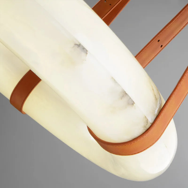 lustre led en cuivre et marbre naturel luxueux minimaliste - vue 5 sur 12