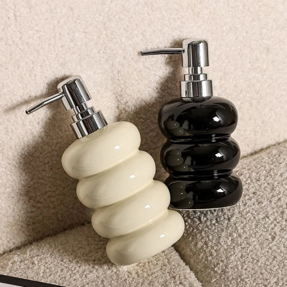 distributeur de savon en céramique style nordique forme de beignet - vue 6 sur 12