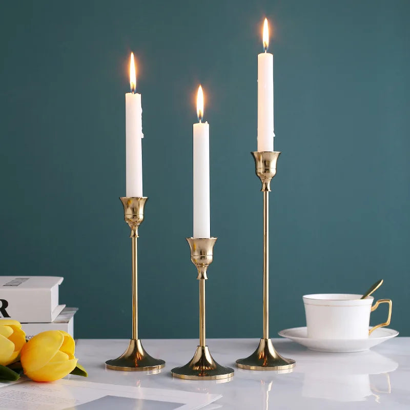 lot de 3 bougeoirs en métal pour décoration élégante et festive - vue 11 sur 10