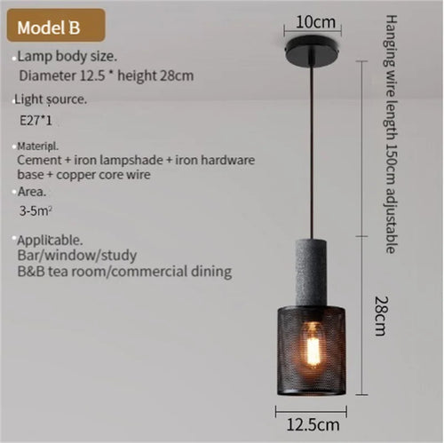 Beton-Pendelleuchte aus Zement und Eisen - vue 13 sur 29