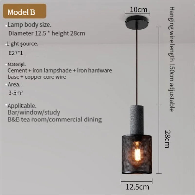 Beton-Pendelleuchte aus Zement und Eisen - vue 12 sur 29