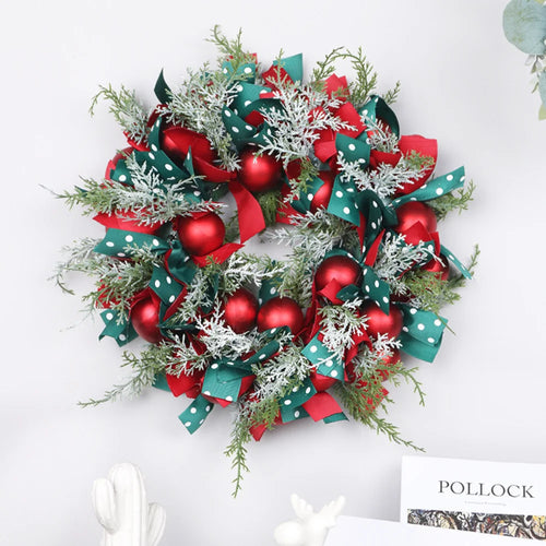 couronne de noël festive avec rubans et boules décoratives - vue 2 sur 8