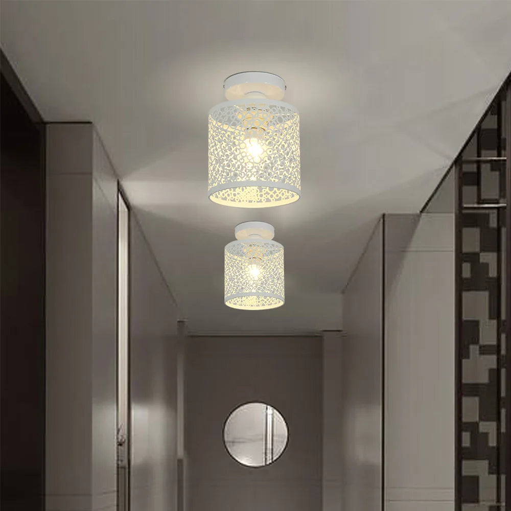 Moderne Pendelleuchte aus Eisen im Retro-Stil mit Metallgitter - vue 3 sur 7