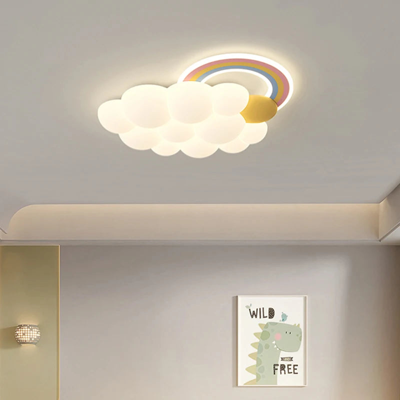 lustre arc-en-ciel nuage avec cheval lapin ours pour enfants - vue 5 sur 10