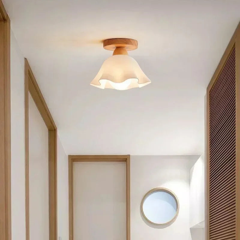 Plafonnier en rondins nordique lampe en bois japonaise couloir lampe d'entrée porche vestiaire baie fenêtre Hall balcon lumière - vue 6 sur 8