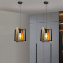 lustre rétro en fer et bois pour bar restaurant