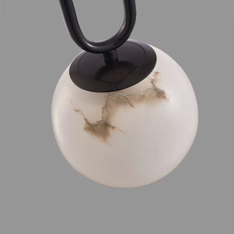 suspension led en laiton et marbre pour décoration intérieure - vue 6 sur 8