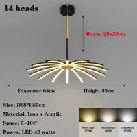 lustre moderne simple luxueux avec lampes led suspendues