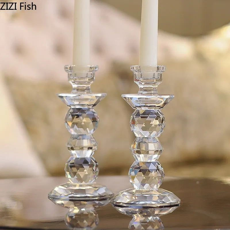 bougeoir en verre cristal accessoires pour dîners aux chandelles - vue 5 sur 9