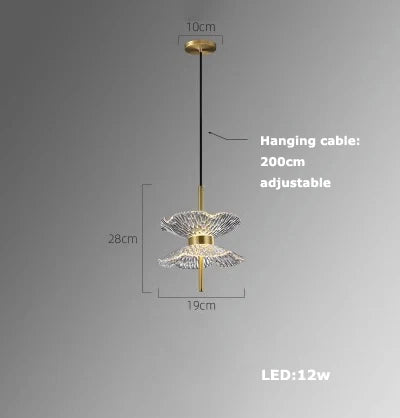suspension en verre cristal art déco avec éclairage led - vue 14 sur 25