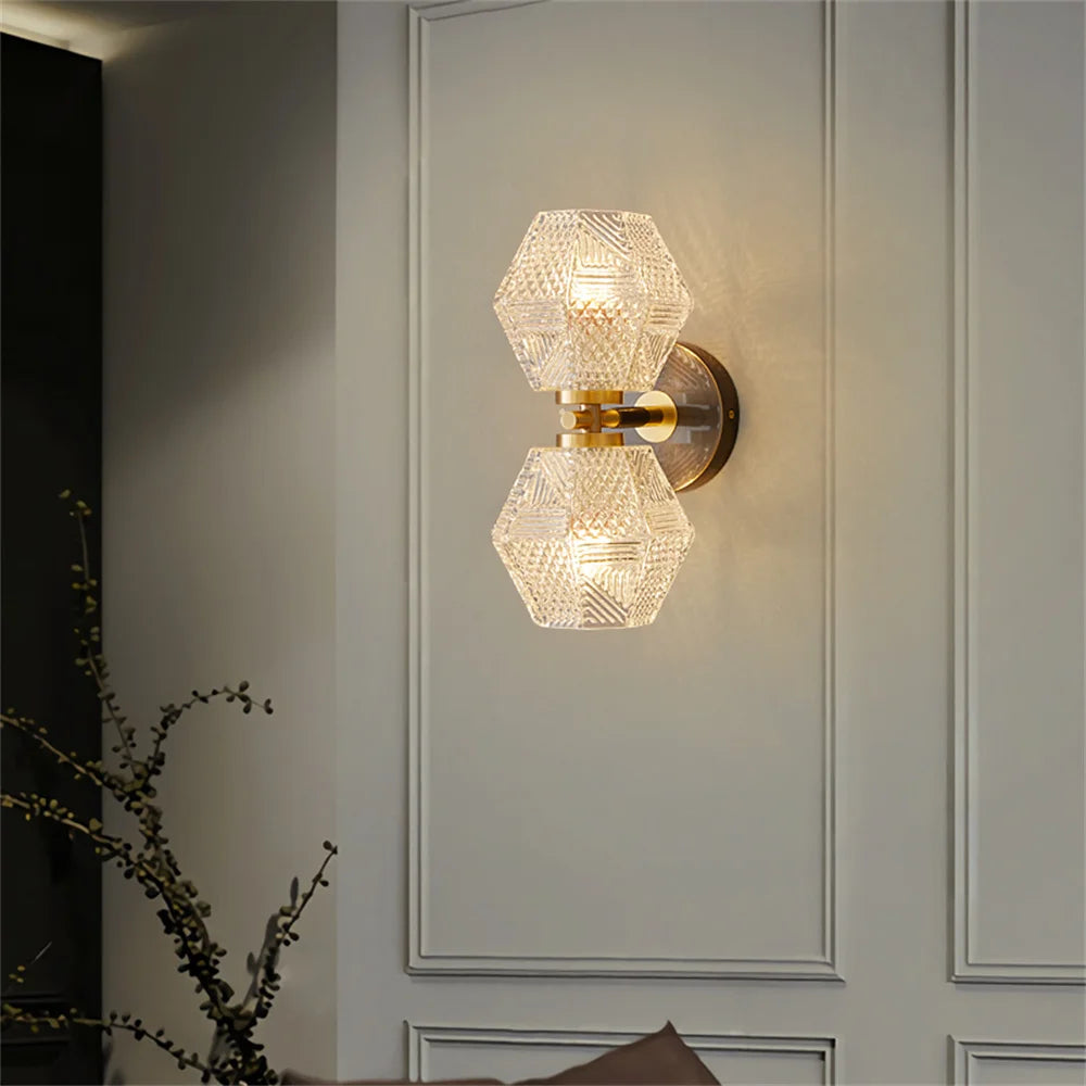 applique murale moderne en cuivre et verre à led décorative - vue 2 sur 12