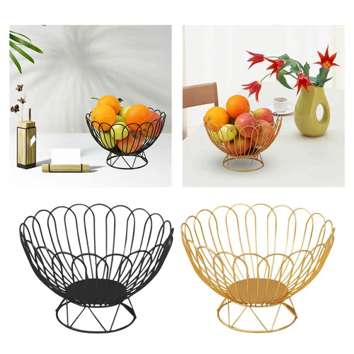 Iron Wire Fruit Basket, Fruit Storage Bowls Decorative Stand for Kitchen Counter - vue 5 sur 8
