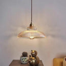 Vintage-nordische Pendelleuchte aus Glas, Nussbaumholz und Messing