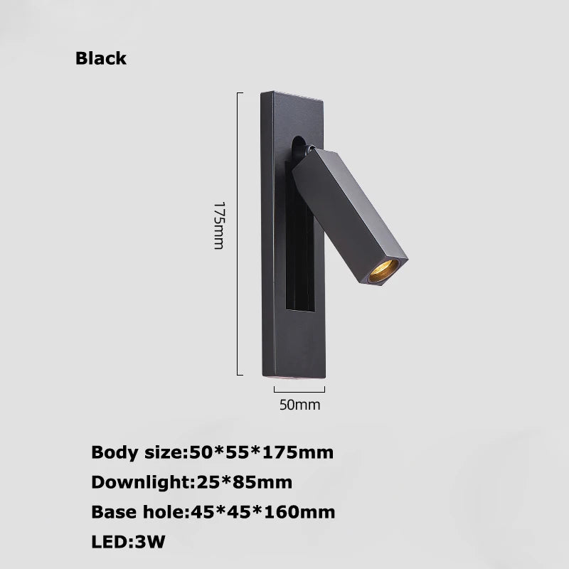 applique murale led rotative avec interrupteur pour lecture - vue 10 sur 21