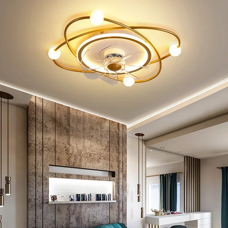 lustre led moderne avec ventilateur pour décoration intérieure - vue 6 sur 8