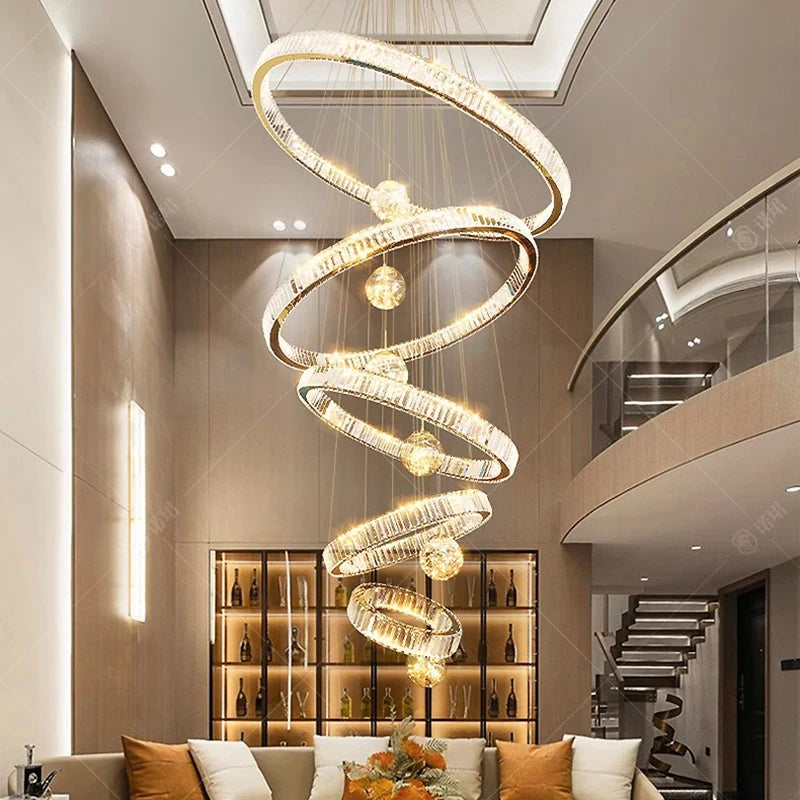 Lustre design anneau en cristal intelligentes pour décoration moderne - vue 4 sur 11