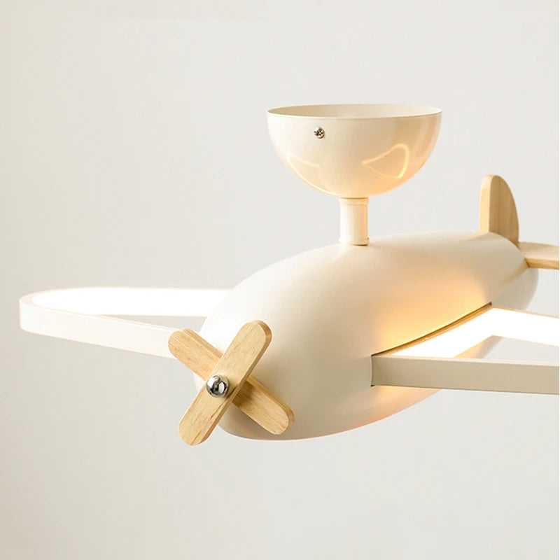 plafonnier avion dessin animé en bois pour chambre d'enfant - vue 5 sur 9