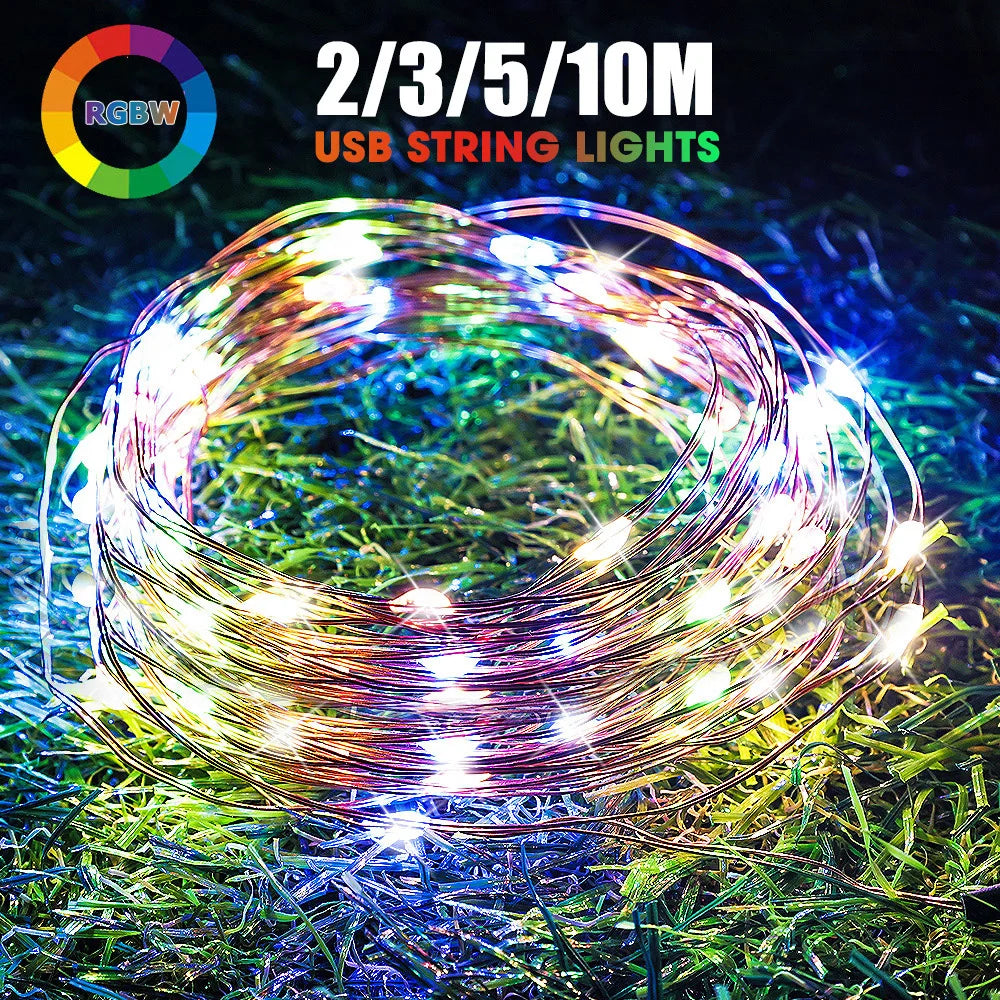 guirlande lumineuse led cuivre étanche pour fêtes et décorations - vue 3 sur 10