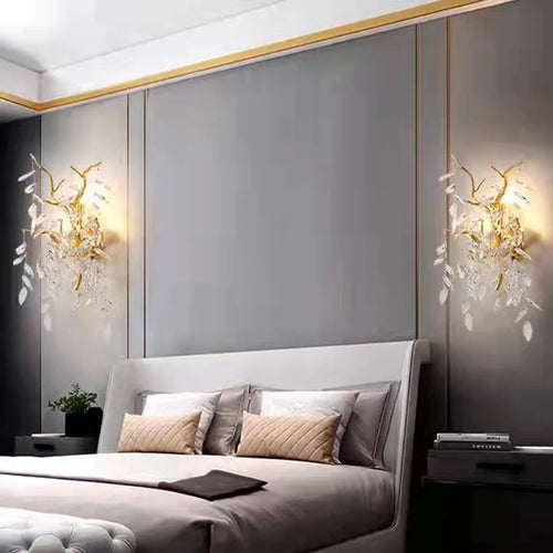 applique murale moderne en cristal et aluminium doré - vue 6 sur 21