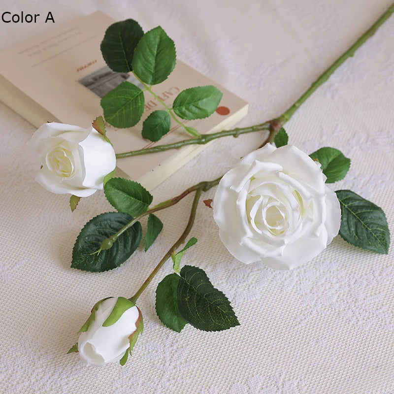 3 têtes de roses artificielles pour décoration de mariage et chambre - vue 10 sur 10