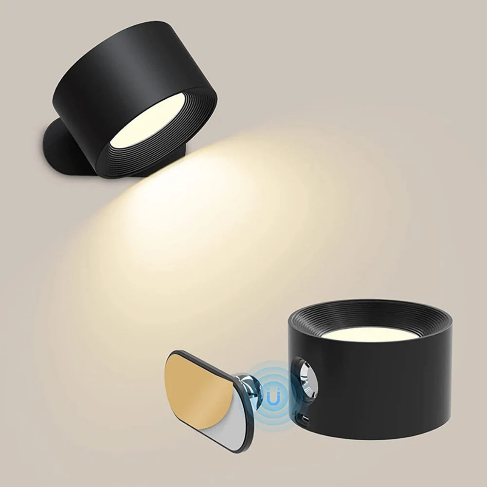applique murale led rechargeable usb rotation 360° boule magnétique dimmable tactile - vue 5 sur 9