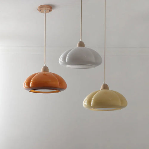 suspension citrouille verre led style japonais vintage bois