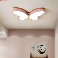 lustre moderne en bois avec papillon led pour enfants