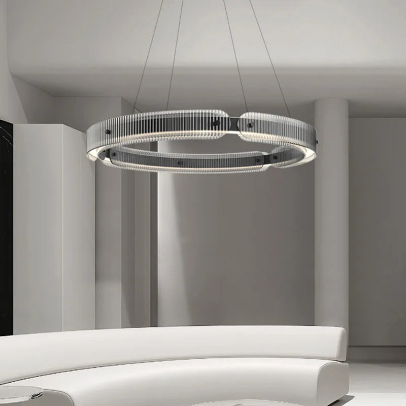 lustre en verre fumé design moderne suspension décorative - vue 5 sur 7