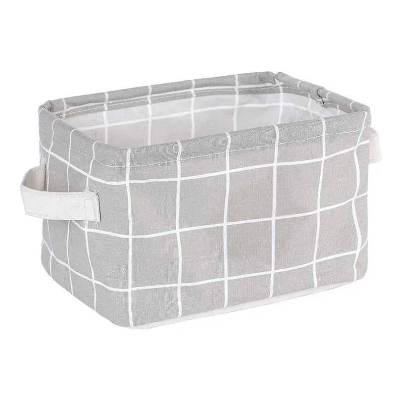 panier de rangement pliable en toile avec poignée coton et lin - vue 12 sur 22