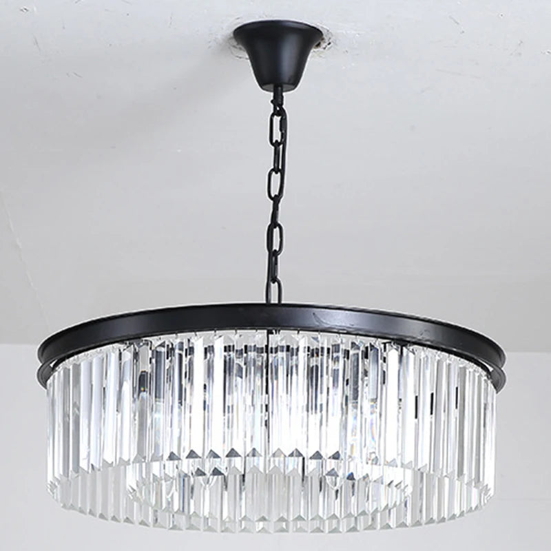 lustre rond en cristal de luxe avec lampes dorées - vue 4 sur 7