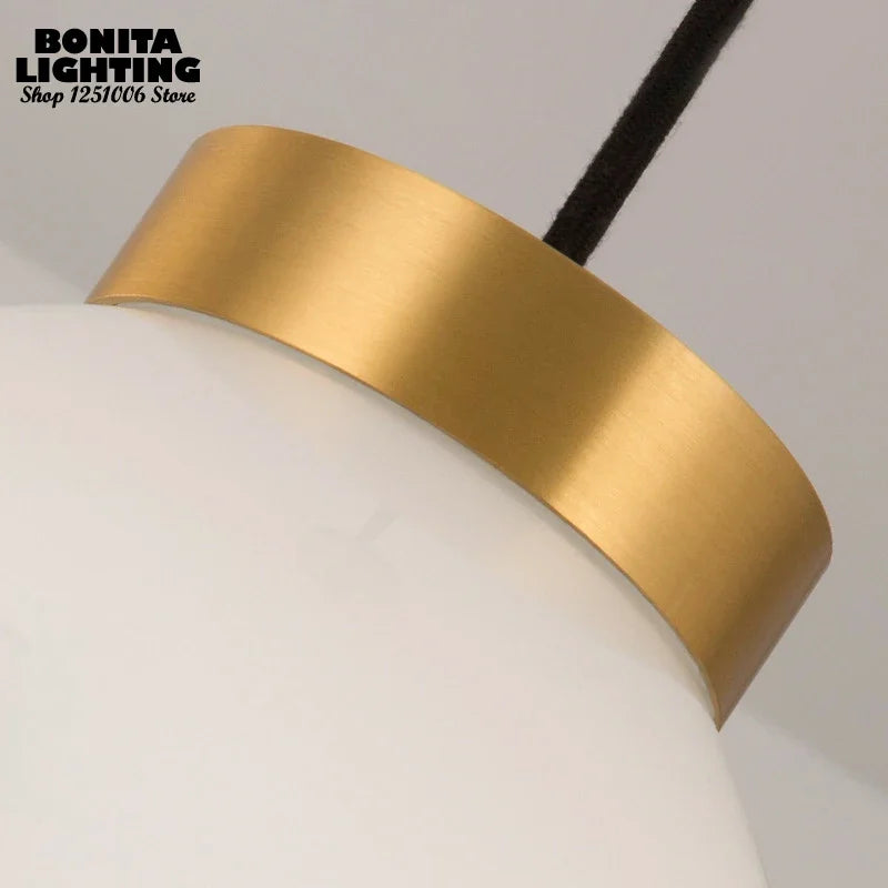 suspension moderne en verre à bulles translucides semi-givrées - vue 5 sur 6