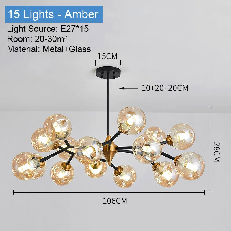 Industrieller Kronleuchter aus Glas für ein elegantes und modernes Interieur